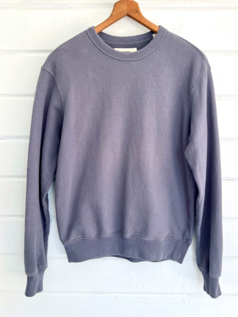 BUCK MASON Vintage French Terry Crew Neck Sweatshirt in Blue- XS